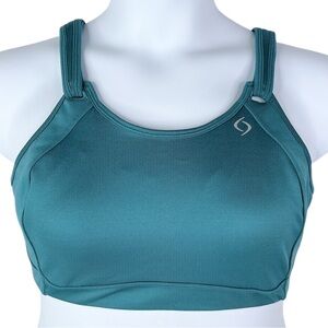 Moving Comfort Fiona Sports Bra 38D * Blue Green Gym Workout Brooks Running